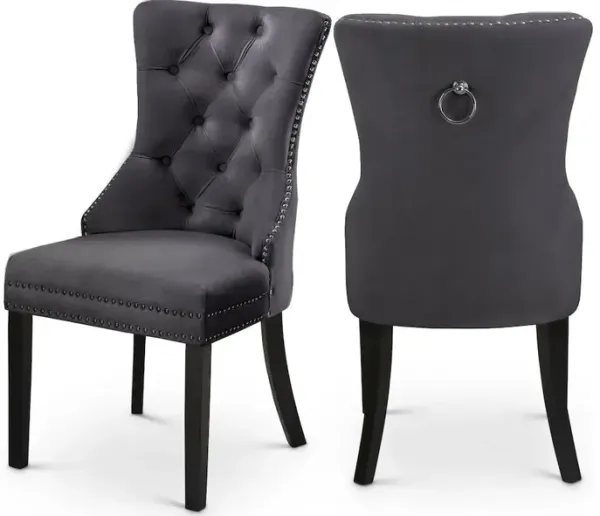 Meridian Furniture Nikki Grey Velvet Dining Chair, Set of 2