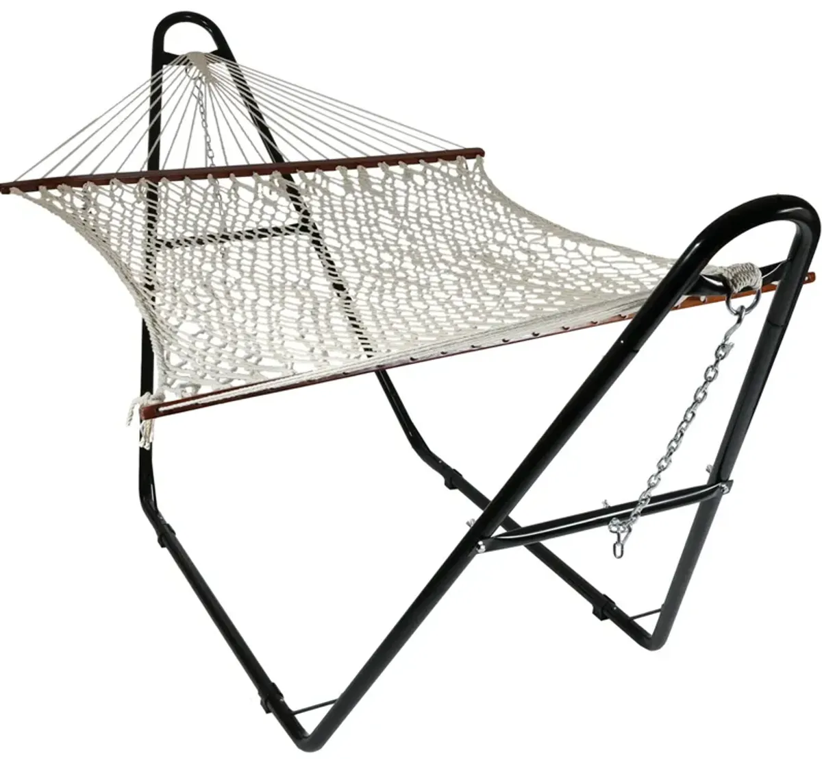 Sunnydaze Large Cotton Hammock with Universal Steel Stand - Calming Desert