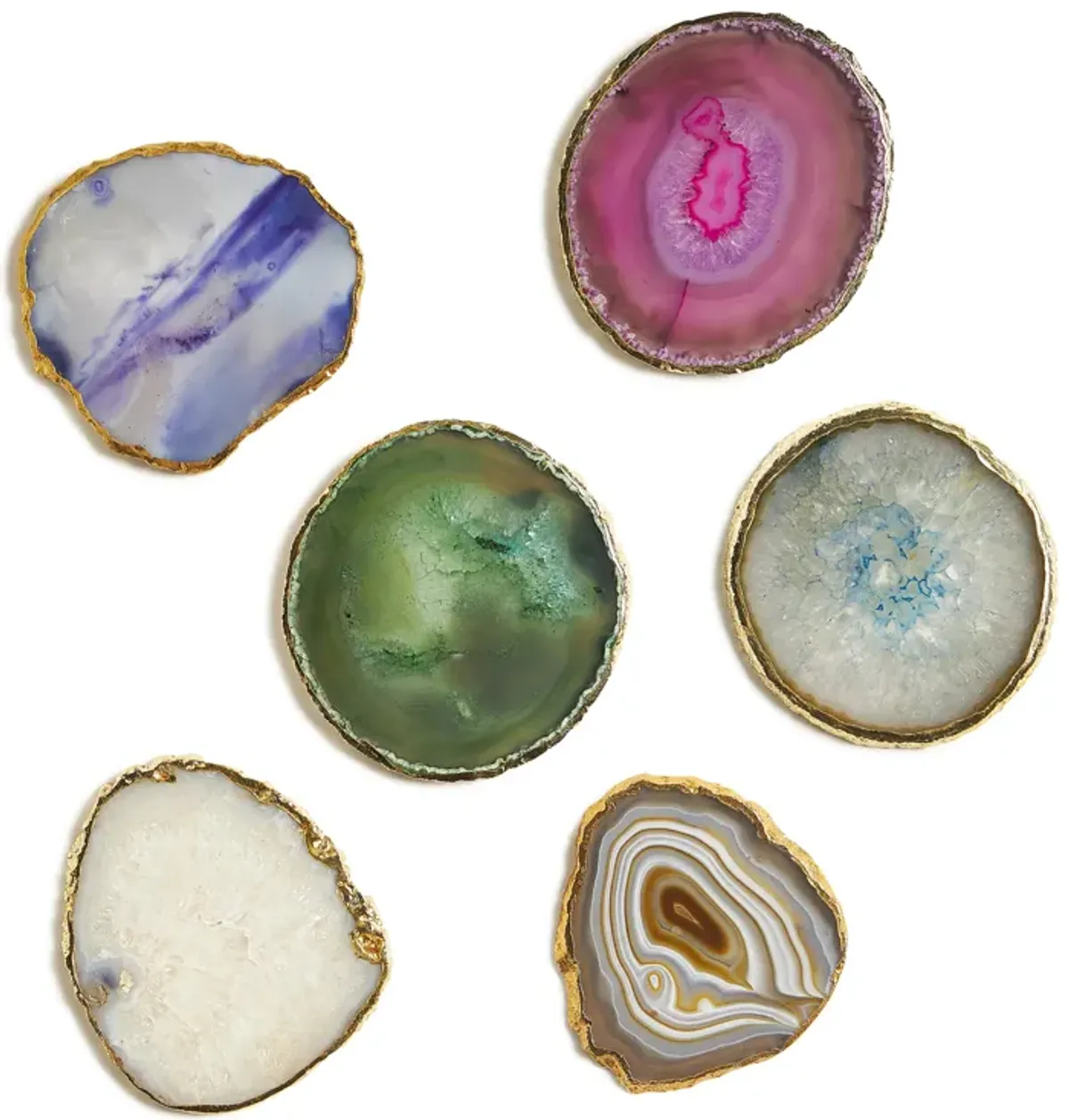 Agate Coasters With Gold Trim