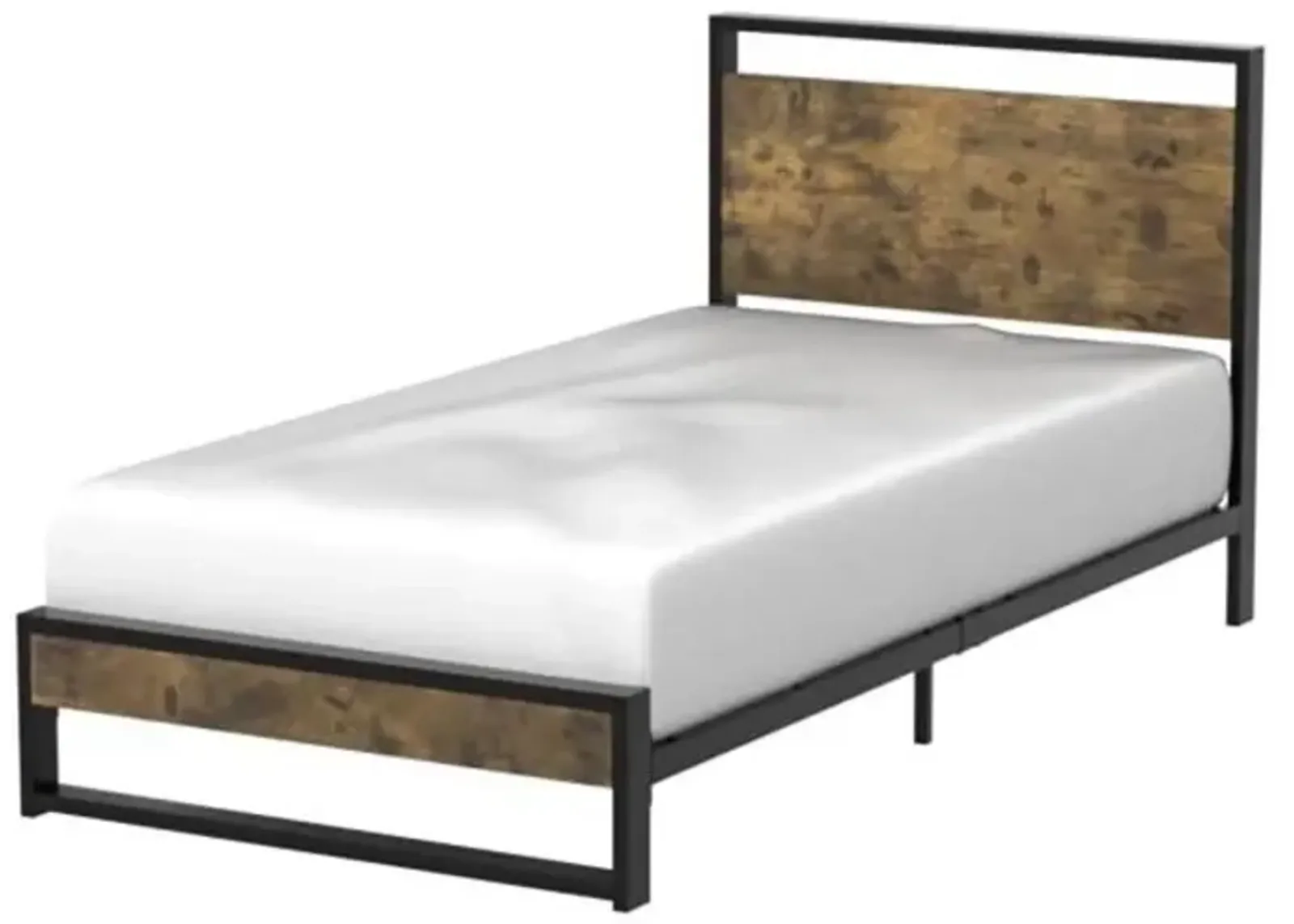 QuikFurn Twin Modern Farmhouse Platform Bed Frame with Wood Panel Headboard Footboard