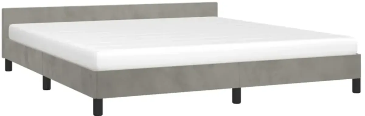 vidaXL Bed Frame with Headboard Light Gray 76"x79.9" King Velvet