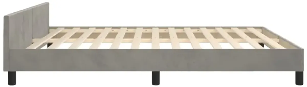 vidaXL Bed Frame with Headboard Light Gray 76"x79.9" King Velvet