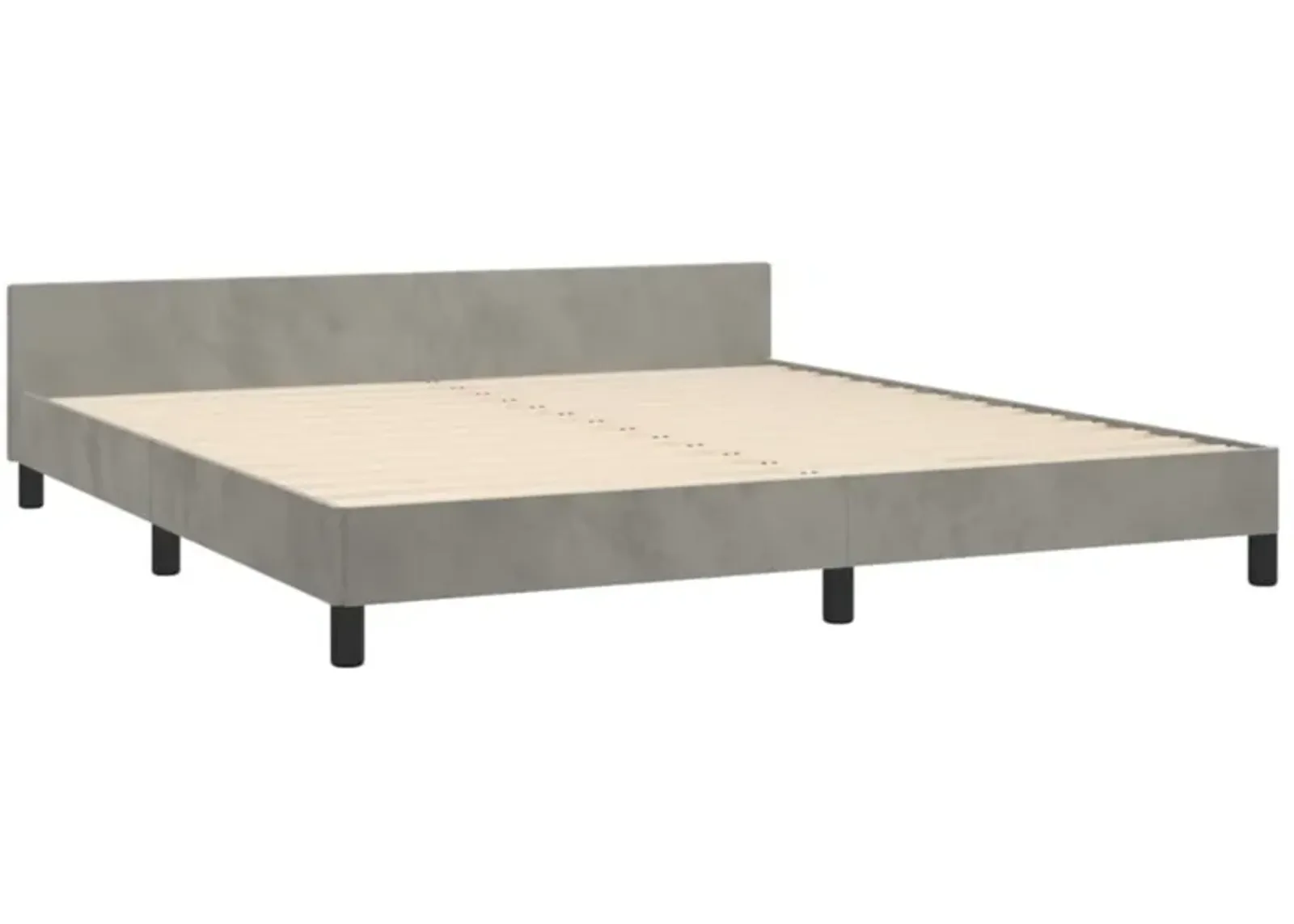 vidaXL Bed Frame with Headboard Light Gray 76"x79.9" King Velvet