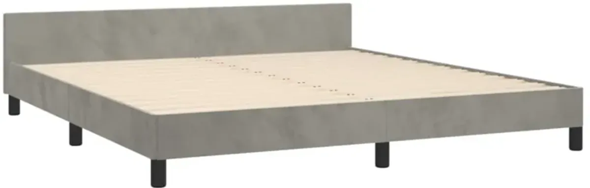 vidaXL Bed Frame with Headboard Light Gray 76"x79.9" King Velvet