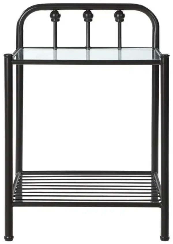 Livingston 1-shelf Nightstand with Glass Top Dark Bronze