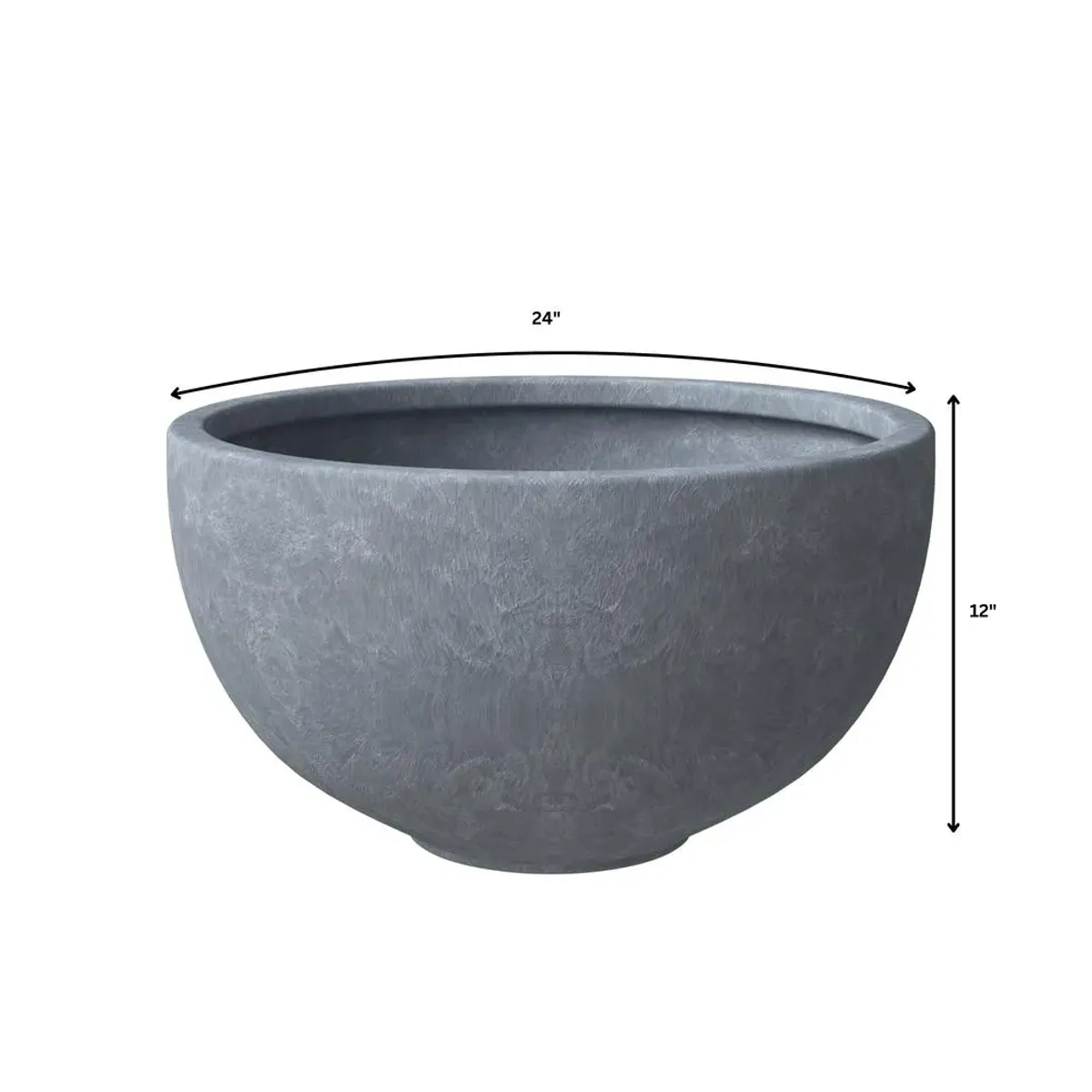 LeisureMod Iris Fiberstone Planter in Grey 12 Dia