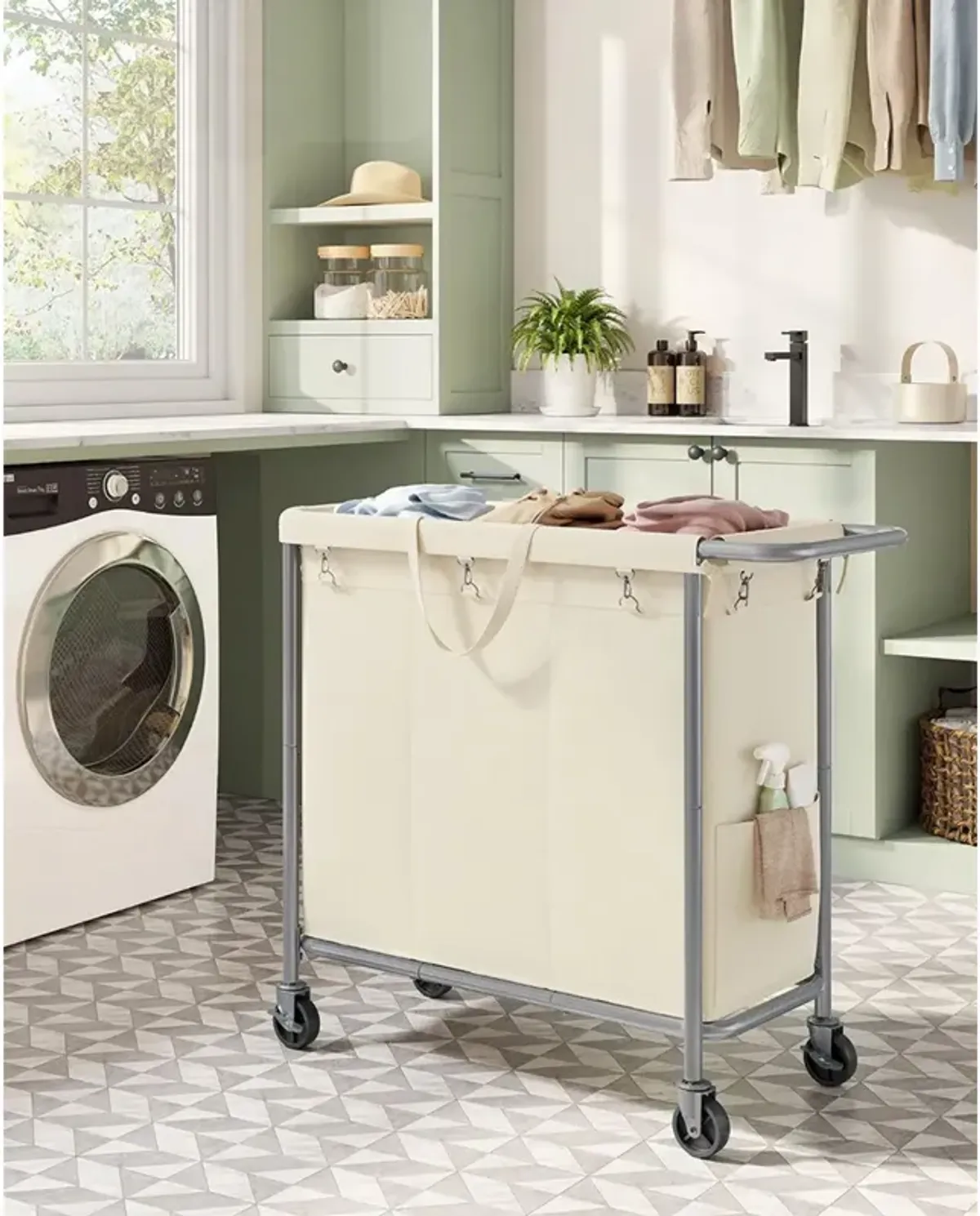 Laundry Basket with Wheels, Rolling Laundry Hamper