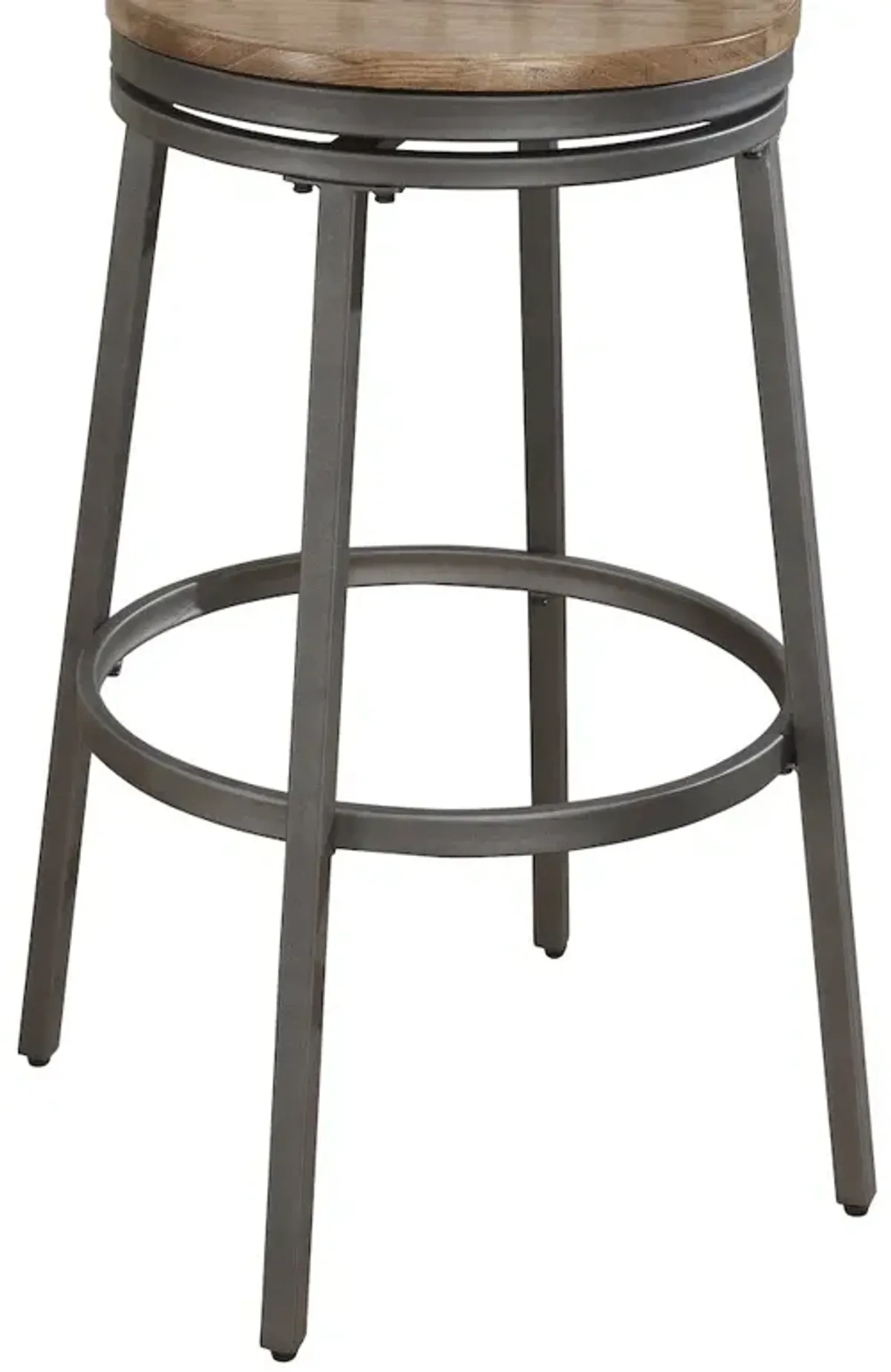 Stockton 25" Backless Metal Swivel Stool - Slate Grey - Golden Oak Seat