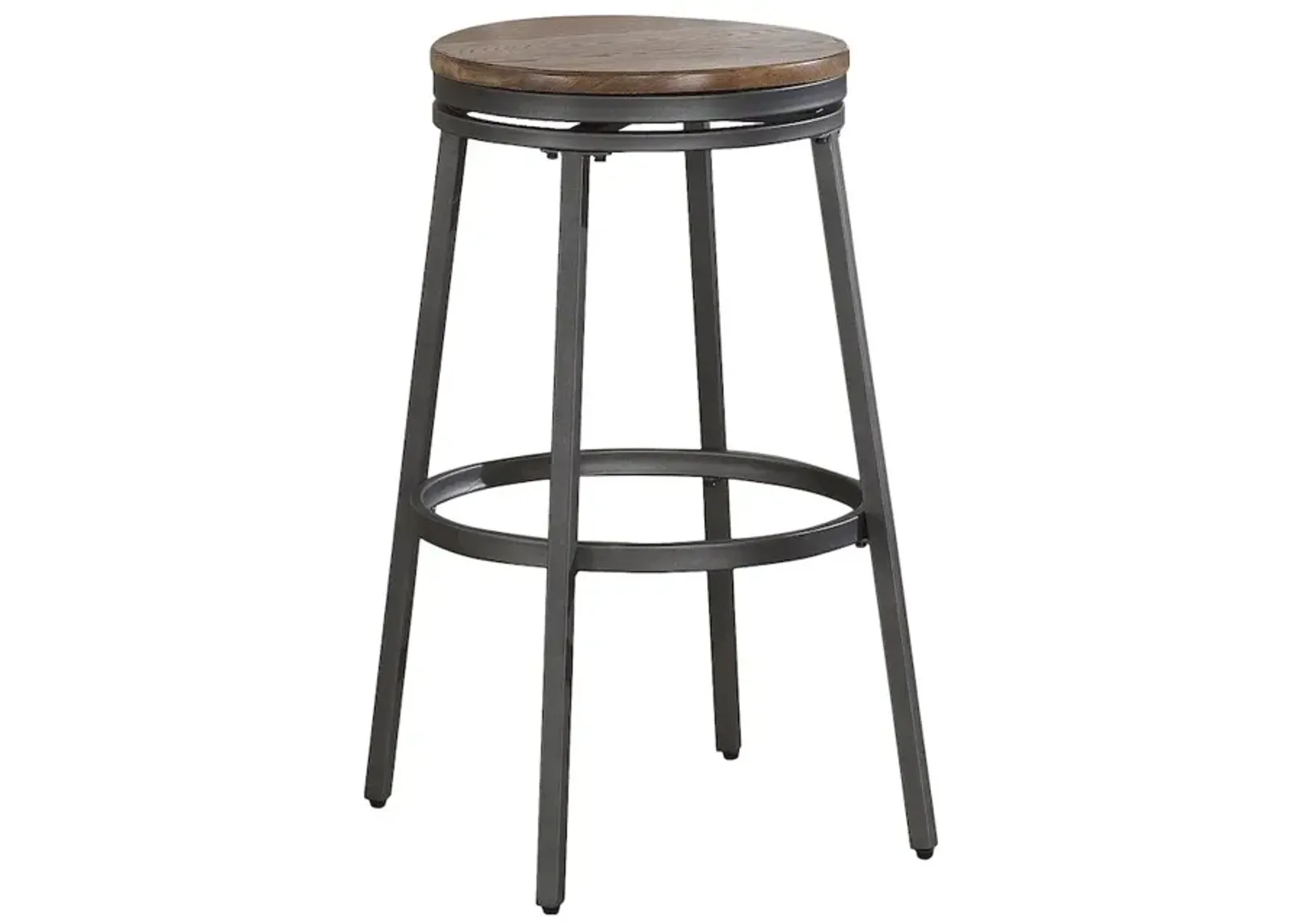 Stockton 25" Backless Metal Swivel Stool - Slate Grey - Golden Oak Seat