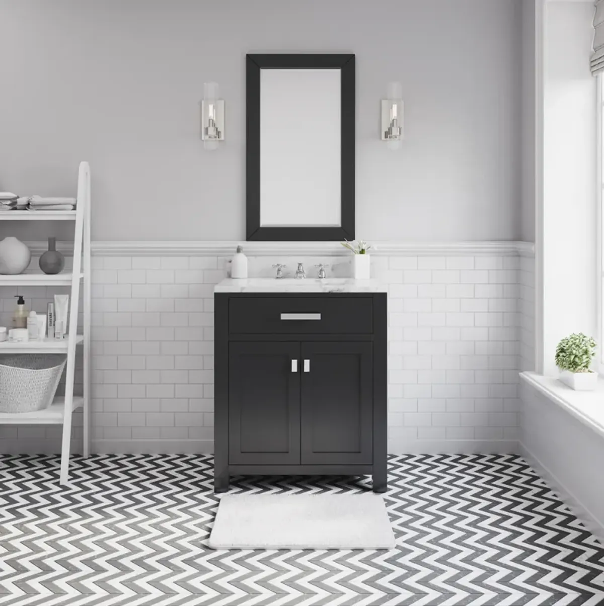 Madison 30 In. Single Sink Carrara White Marble Countertop Bath Vanity in Espresso