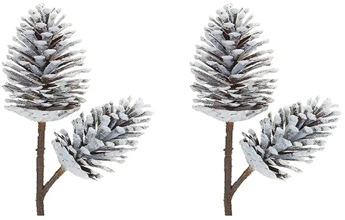 Pine Cone Pick Set of 2 – Plastic Holiday Decor for Christmas Home, Table, and Mantel