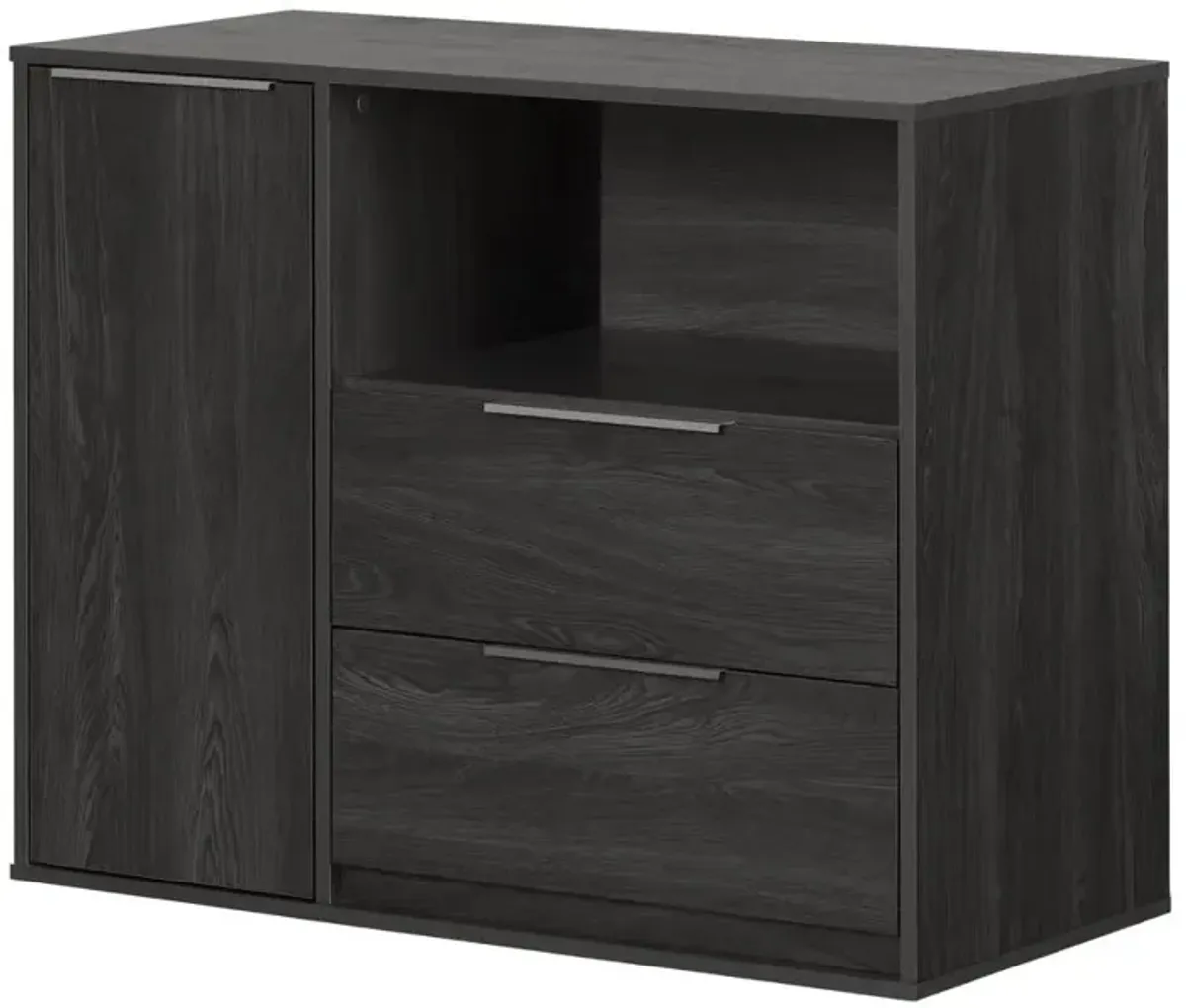 Hourra 2-Drawer Dresser with Door, Gray Oak