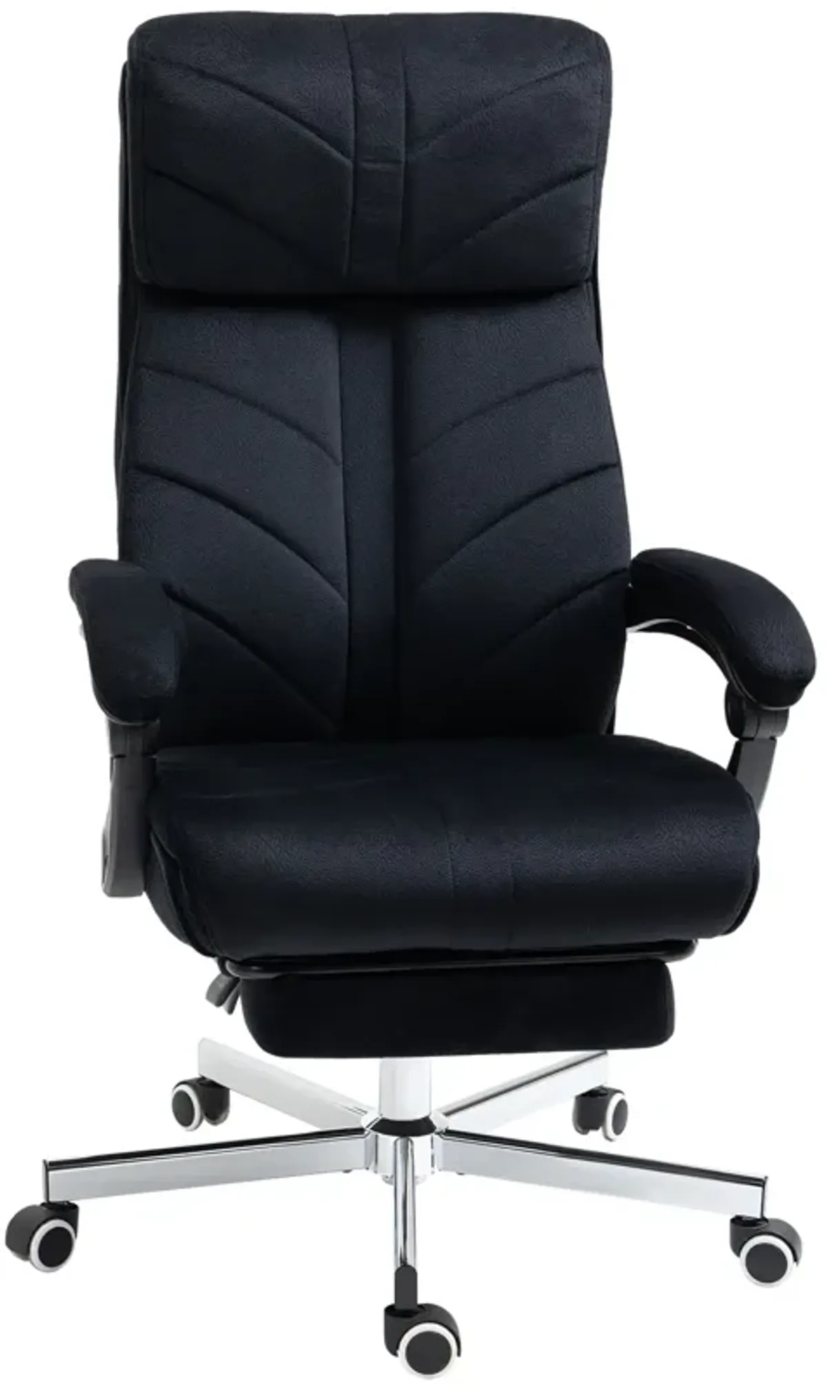 Black Home Office Chair: High-Back Reclining Desk Chair with Footrest