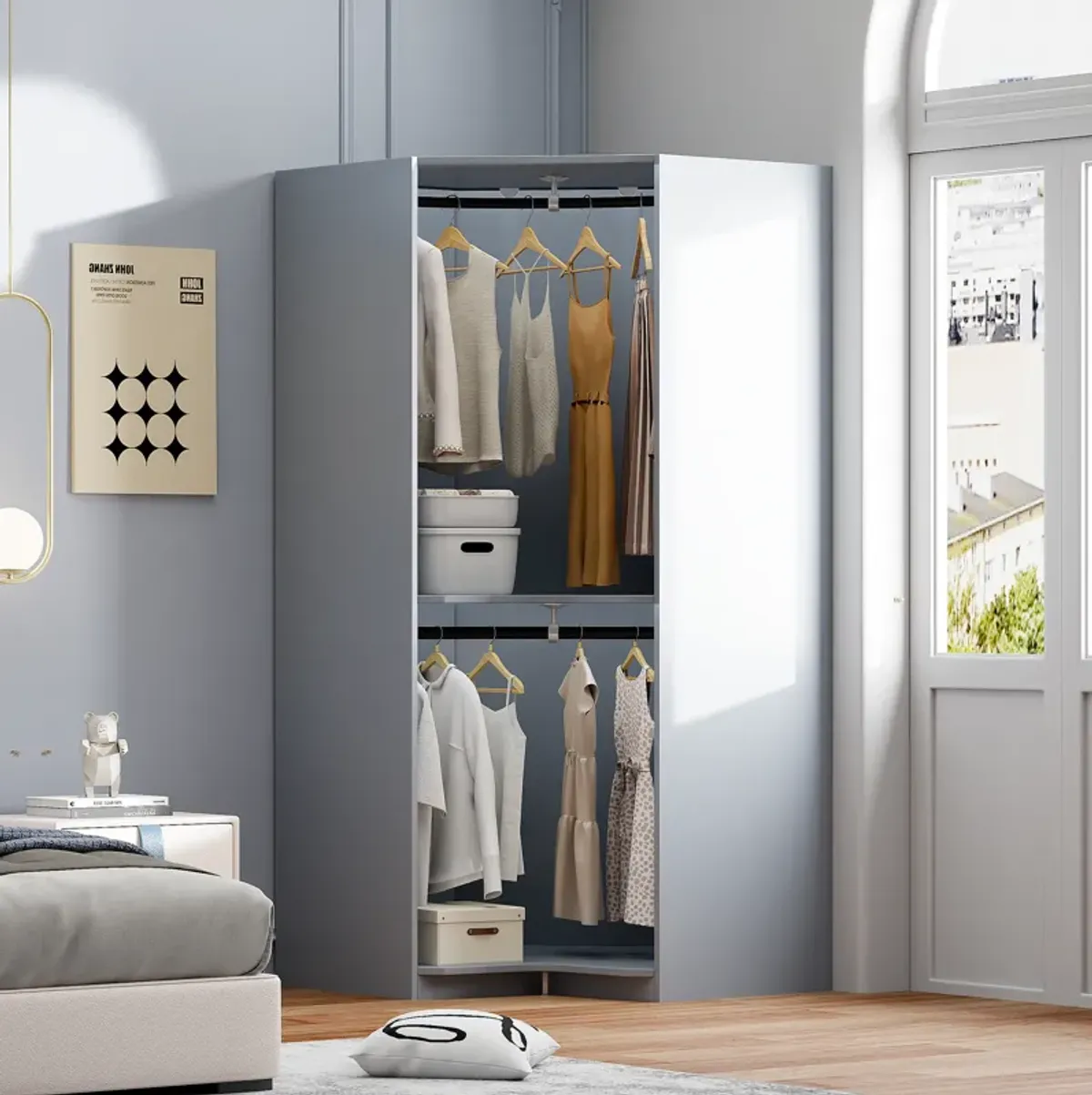 Merax Polygon Corner Wardrobe Closet