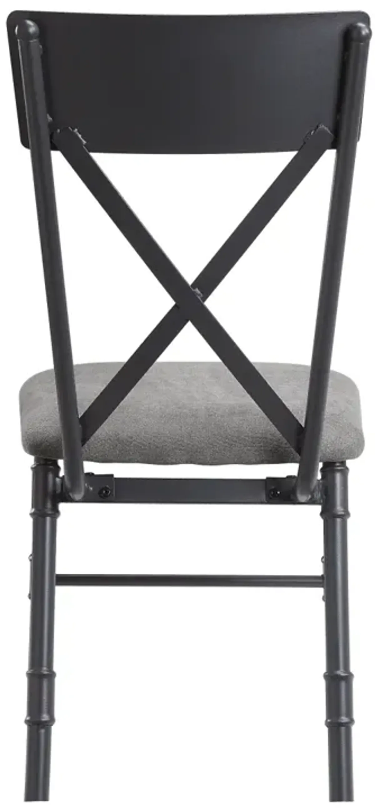 Edina Side Chair (Set of 2), Gray Fabric, Oak & Sandy Black Finish