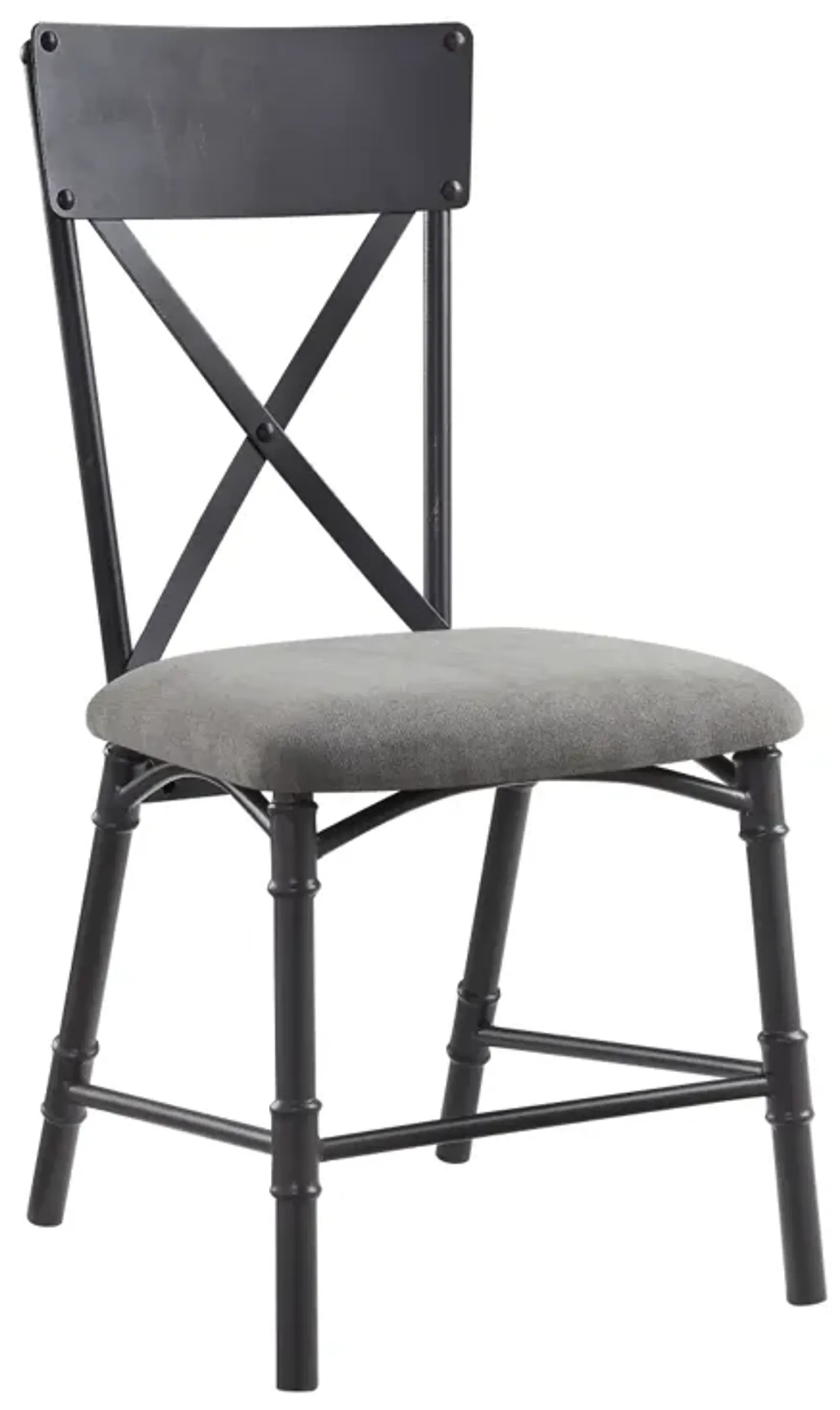 Edina Side Chair (Set of 2), Gray Fabric, Oak & Sandy Black Finish