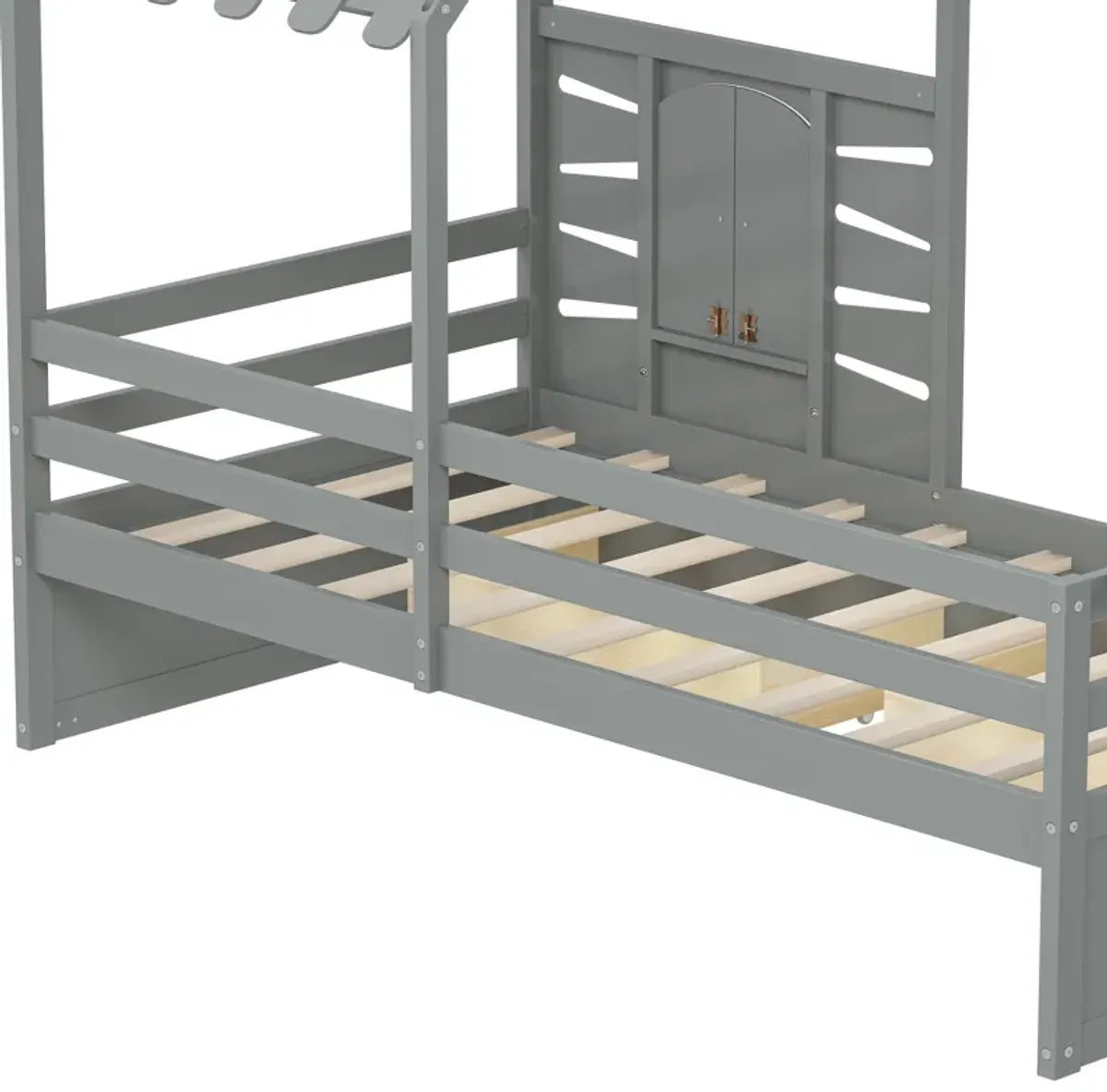 Merax House Platform Bed with 2 Drawers and Guardrails