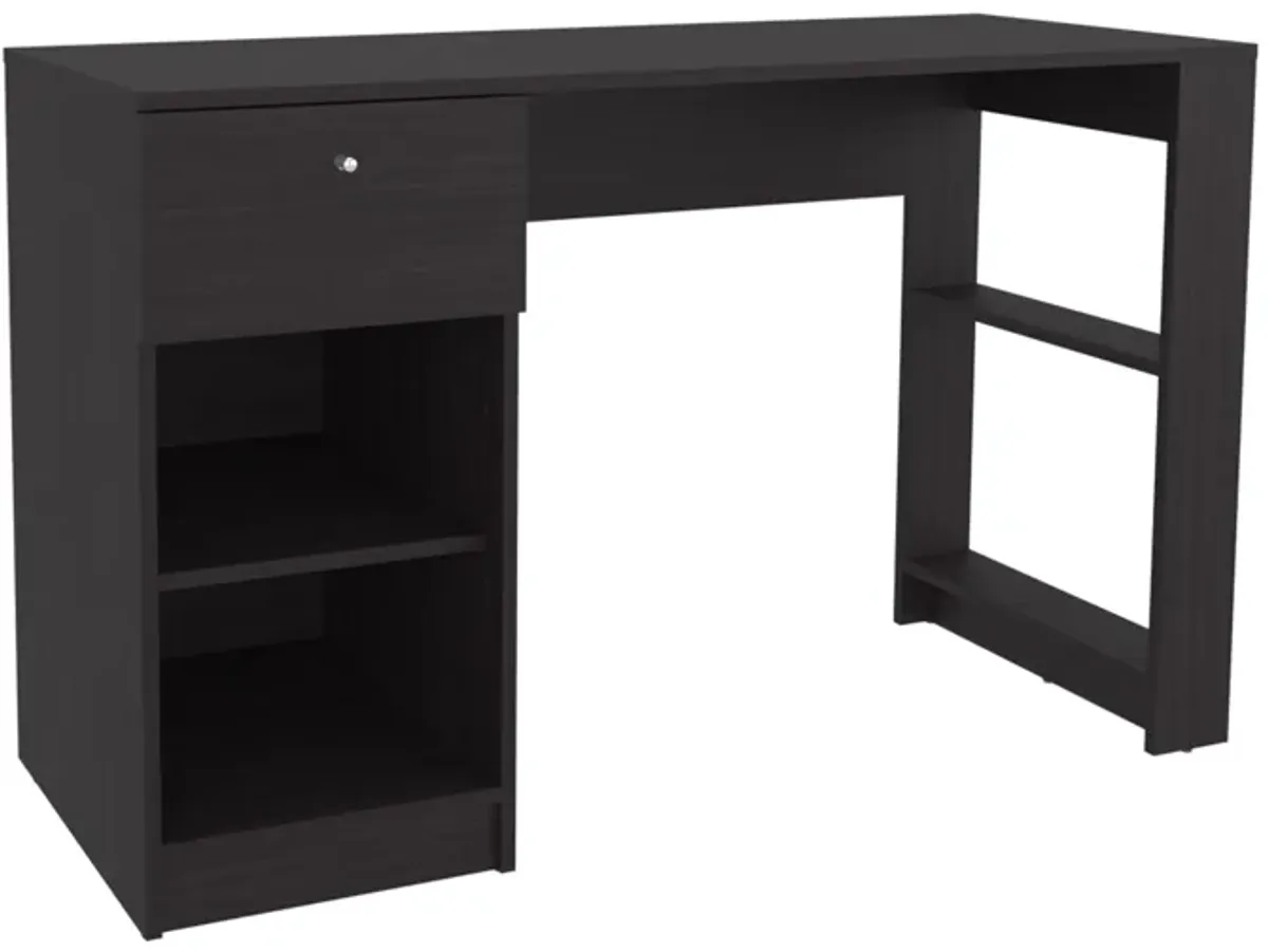 Tolsona Desk, 1 Drawer, 2 Shelves, Black