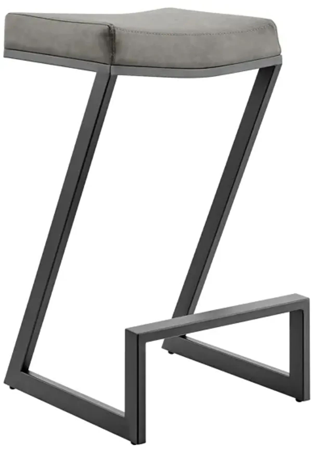 Atlantis Backless Counter or Bar Stool in Metal and Faux Leather