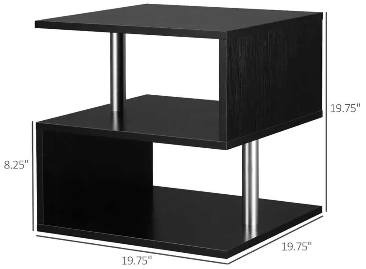 Chic Multilevel Table: Black S-Shaped Lift Top Coffee Table with 3 Tiers