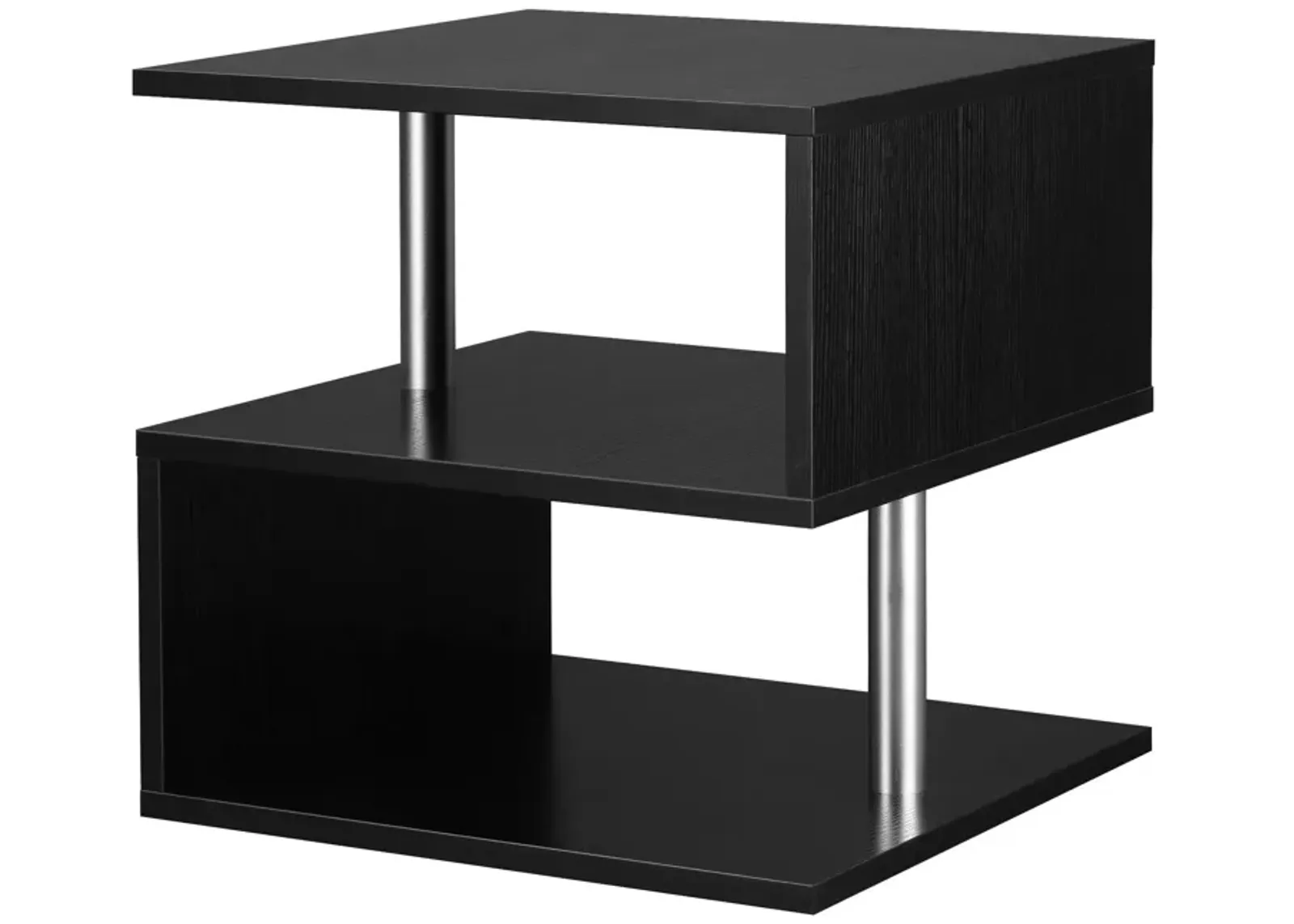 Chic Multilevel Table: Black S-Shaped Lift Top Coffee Table with 3 Tiers