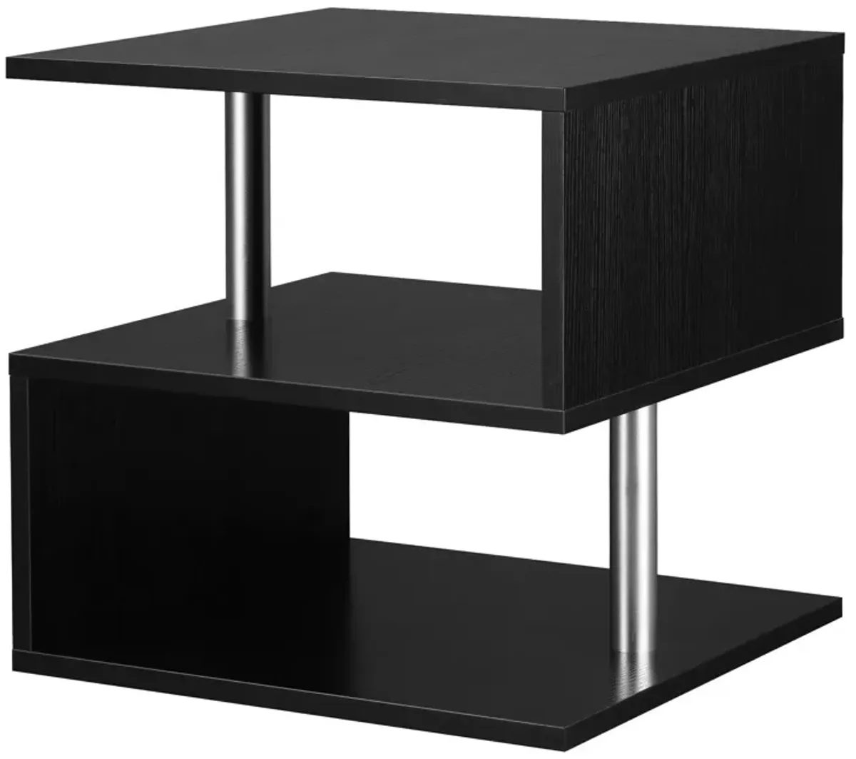 Chic Multilevel Table: Black S-Shaped Lift Top Coffee Table with 3 Tiers