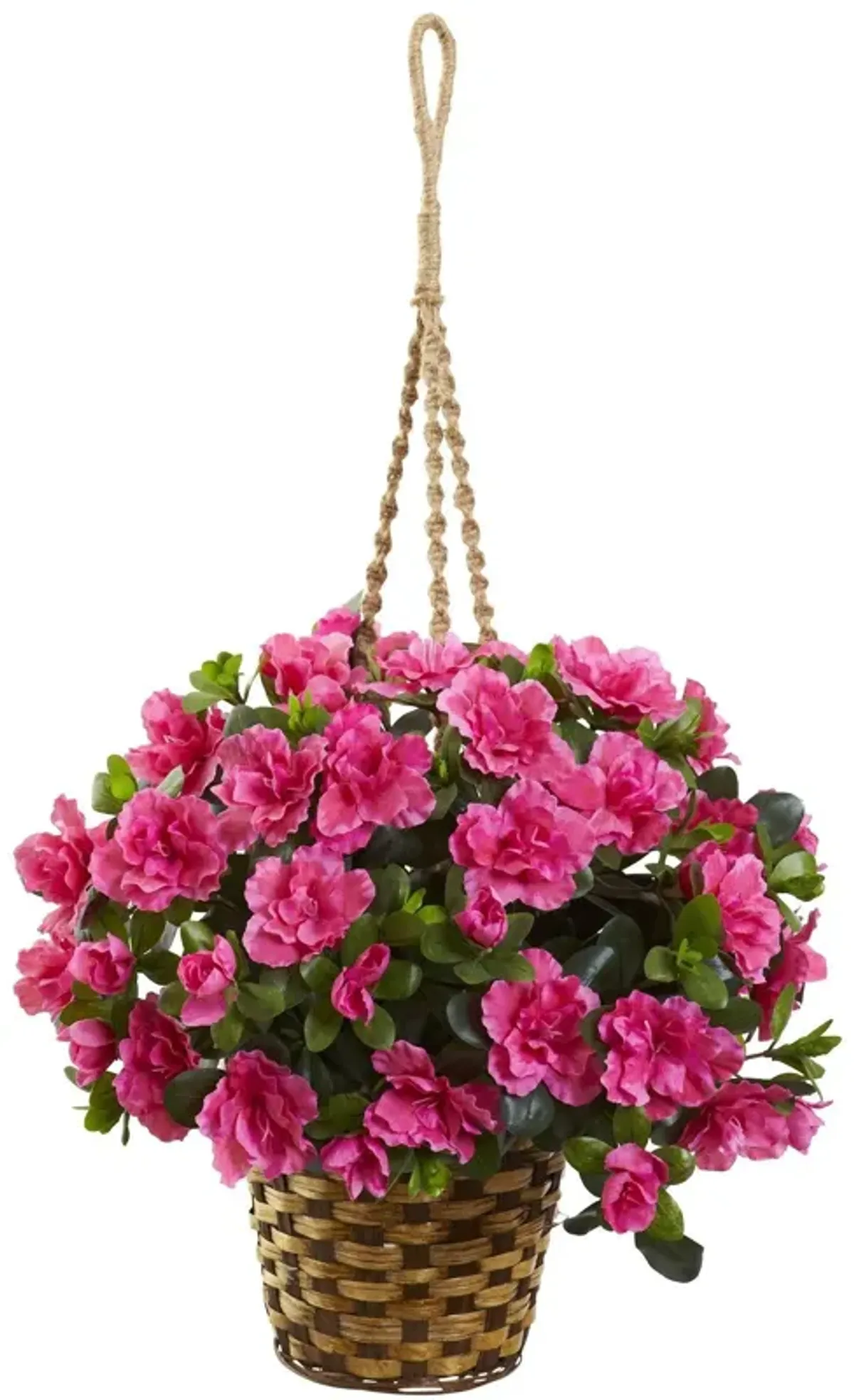 Nearly Natural 28-in Azalea Hanging Basket