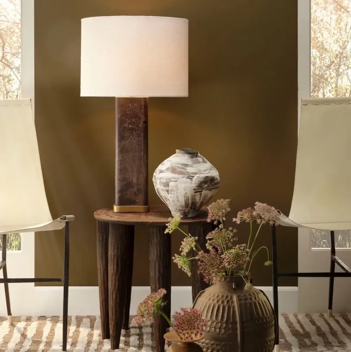 Preston Table Lamp, Burl Wood