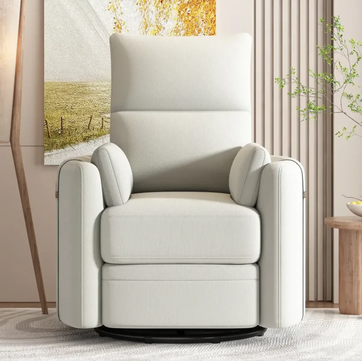 Merax Upholstered Swivel Recliner Manual Rocker Chair