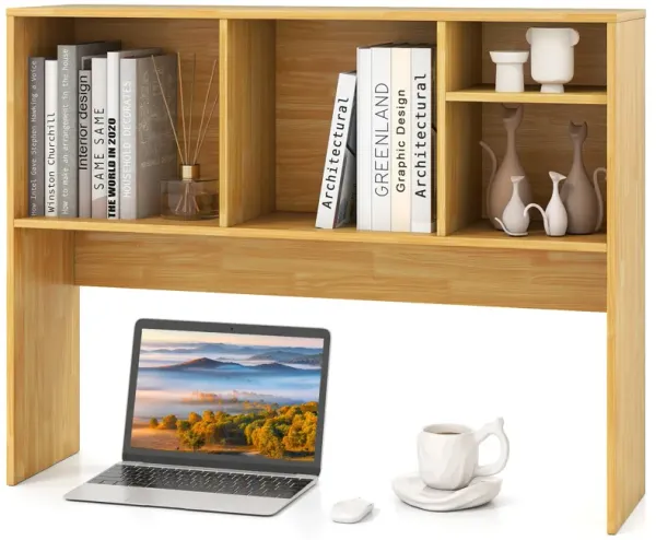 Desktop Bookcase with 4 Cubbies and Open Back, Ideal for Office or Study Desk