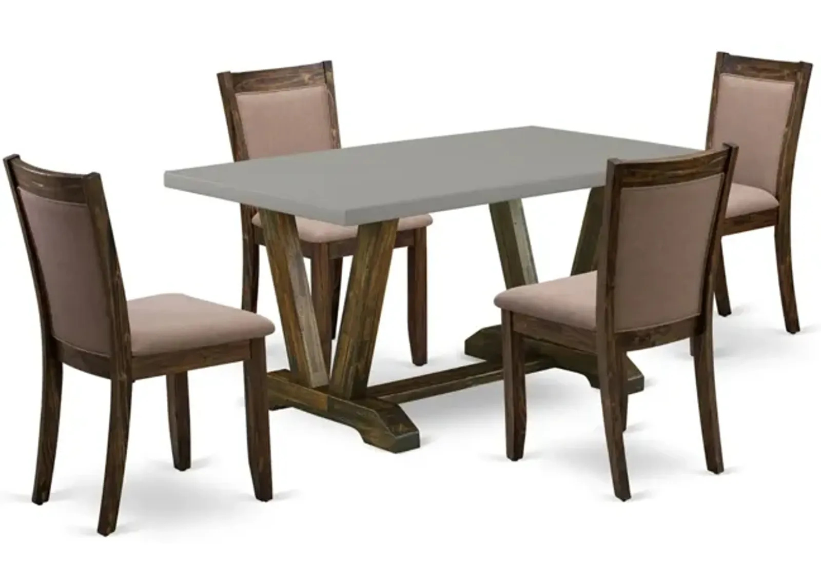 East West Furniture V796MZ748-5 5Pc Kitchen Set - Rectangular Table and 4 Parson Chairs - Multi-Color Color