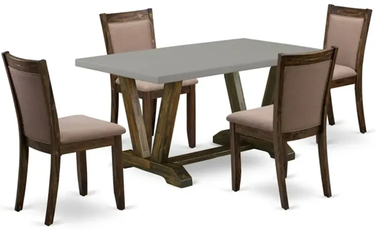 East West Furniture V796MZ748-5 5Pc Kitchen Set - Rectangular Table and 4 Parson Chairs - Multi-Color Color