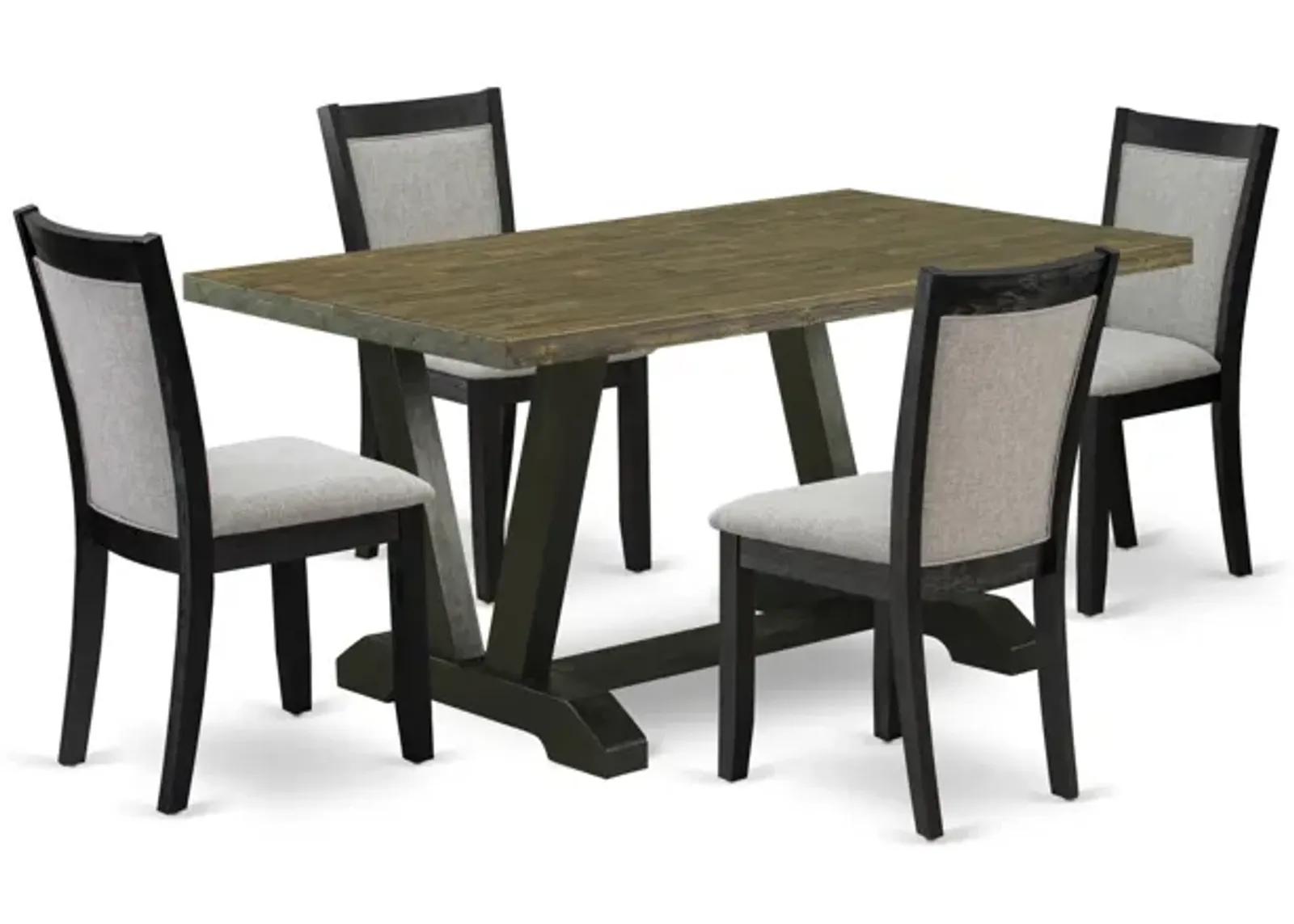 East West Furniture V676MZ606-5 5Pc Dining Set - Rectangular Table and 4 Parson Chairs - Multi-Color Color