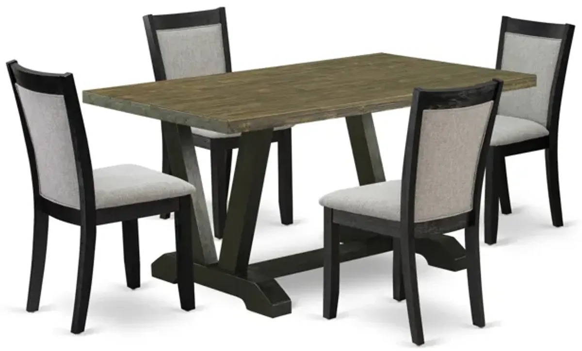 East West Furniture V676MZ606-5 5Pc Dining Set - Rectangular Table and 4 Parson Chairs - Multi-Color Color