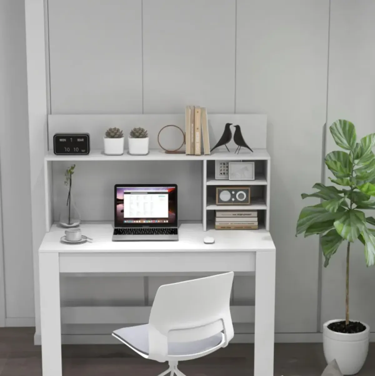 Hivvago 48 Inch Writing Computer Desk with Anti-Tipping Kits and Cable Management Hole