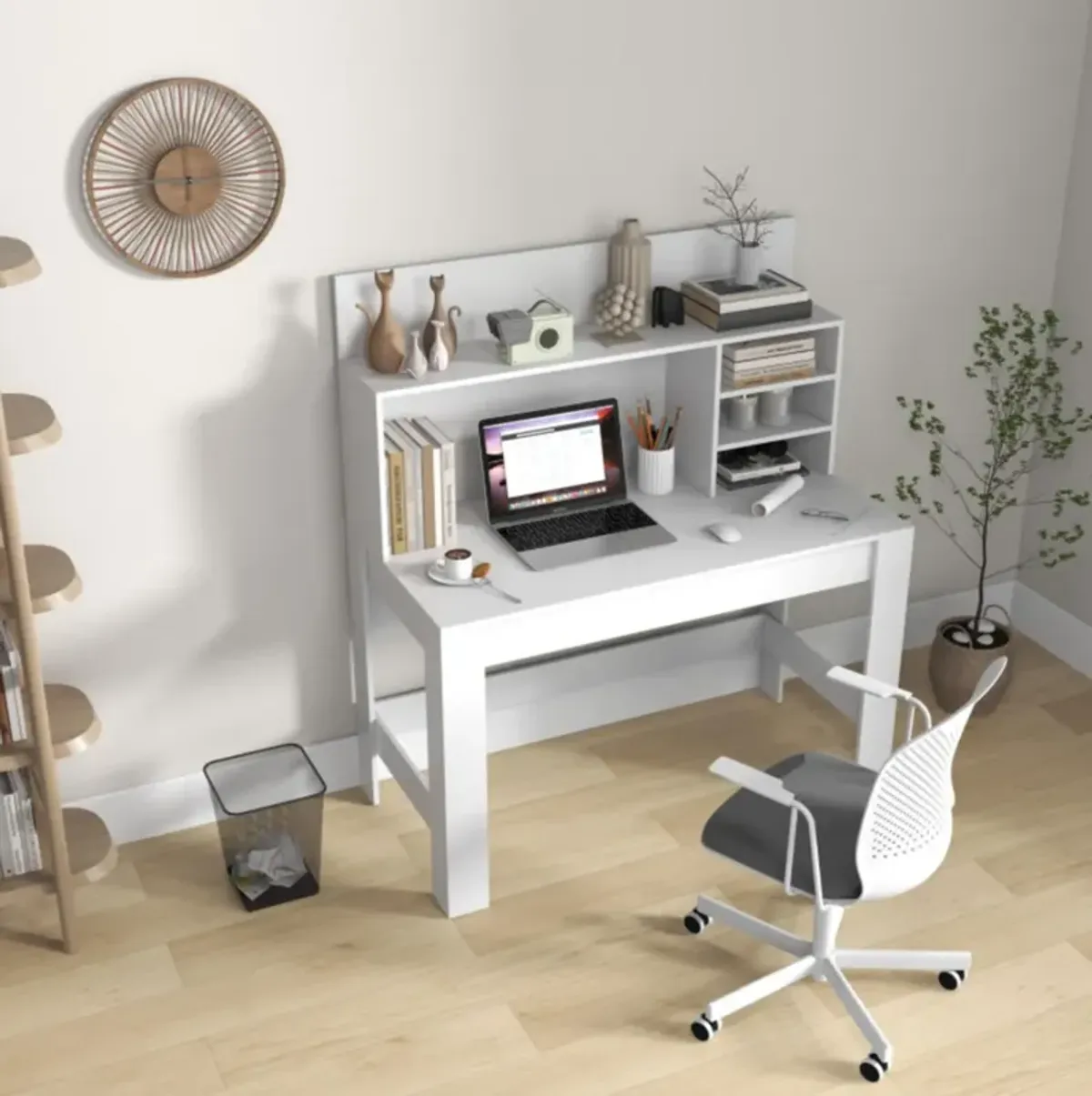 Hivvago 48 Inch Writing Computer Desk with Anti-Tipping Kits and Cable Management Hole