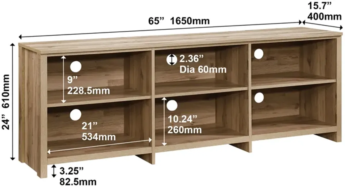 65 in. Wood TV Stand with 6 Storage Shelves Fits TV's up to 62 in.