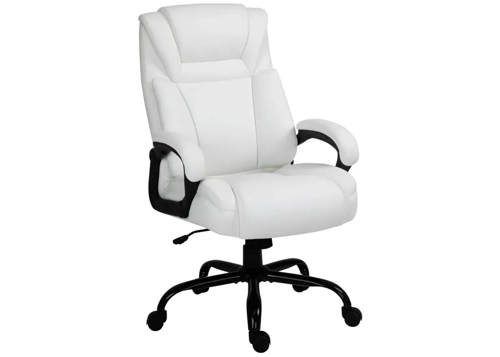 White Executive Giant: 400lbs Big Tall Faux Leather Swivel Office Chair