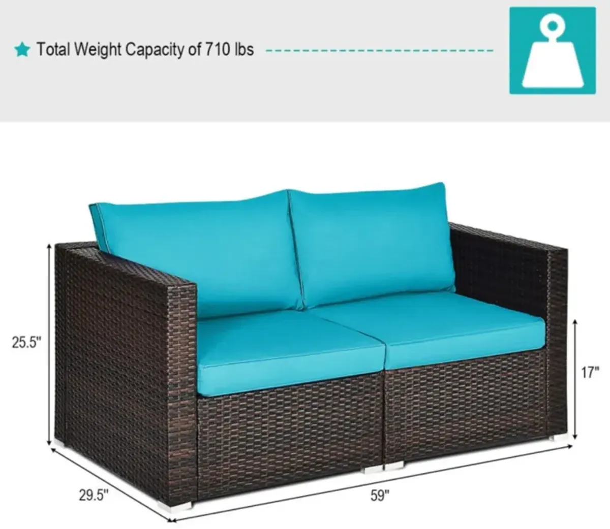 Hivvago 2PCS Patio Rattan Sectional Conversation Sofa Set