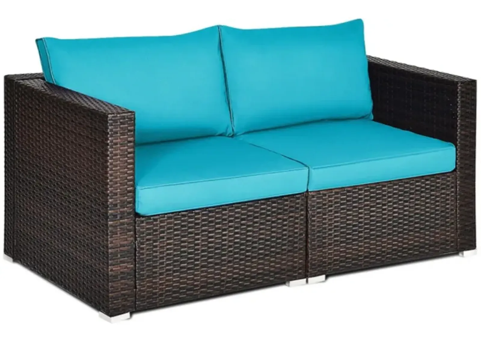 Hivvago 2PCS Patio Rattan Sectional Conversation Sofa Set