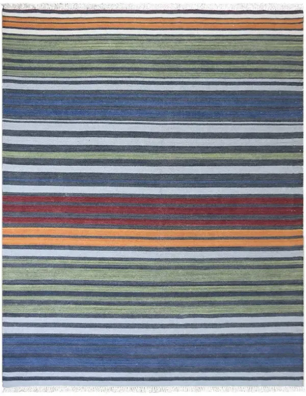 RUGSOTIC CARPETS HAND WOVEN FLAT WEAVE KILIM WOOL ECO-FRIENDLY AREA RUGS  - 4'x6', Rectangle Shape, Multicolor Color, Contemporary Modern Design, Low Pile Handmade Rugs for Living Room (D00117)