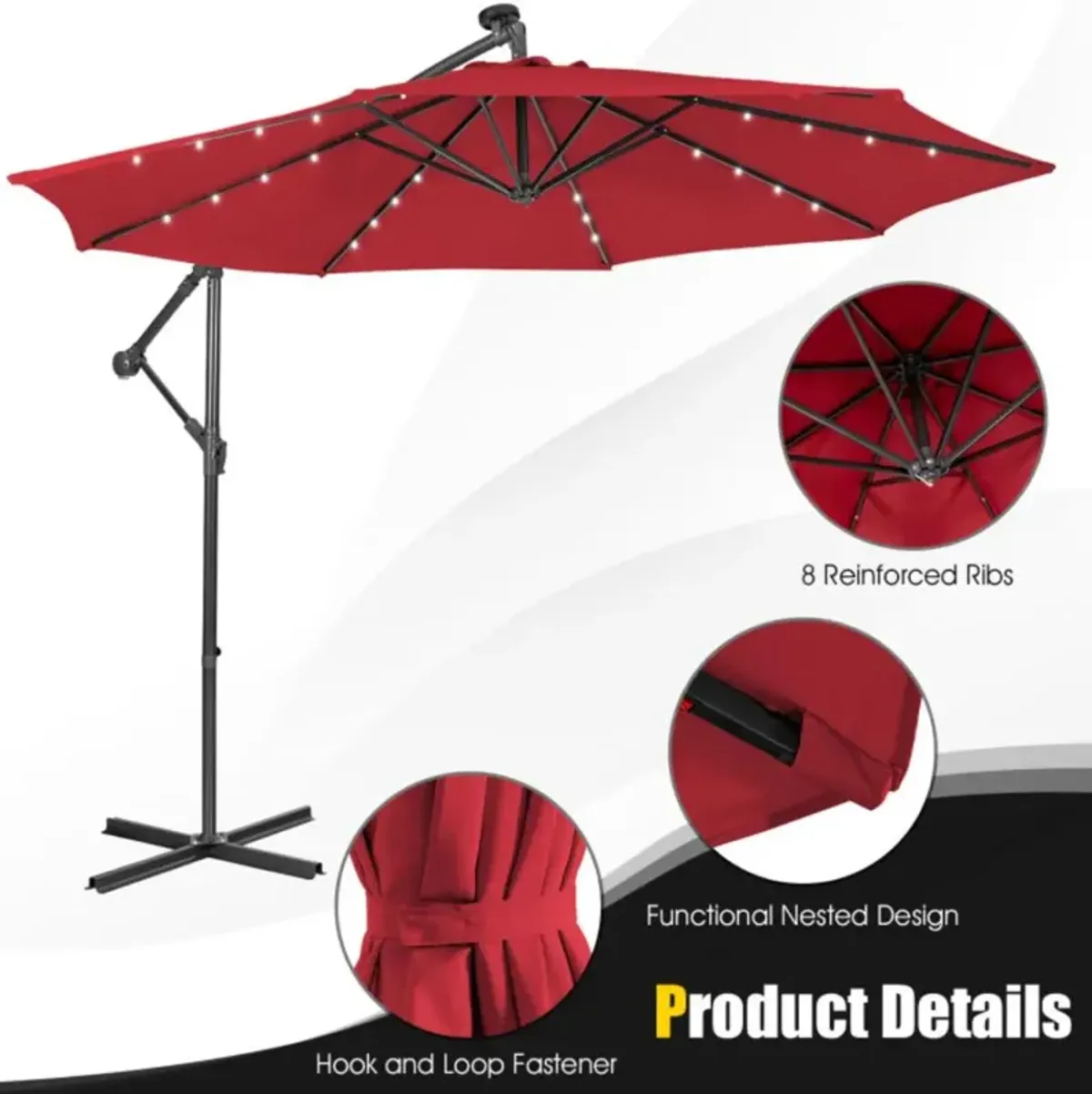 Hivvago 10 Feet Patio Cantilever Umbrella with Tilting System