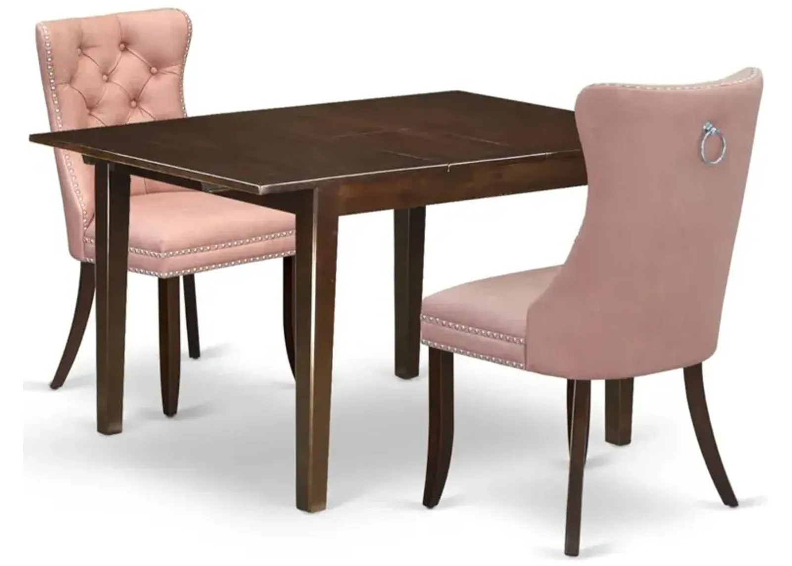 3 Piece Dining Set Consists of a Rectangle Kitchen Table with Butterfly Leaf