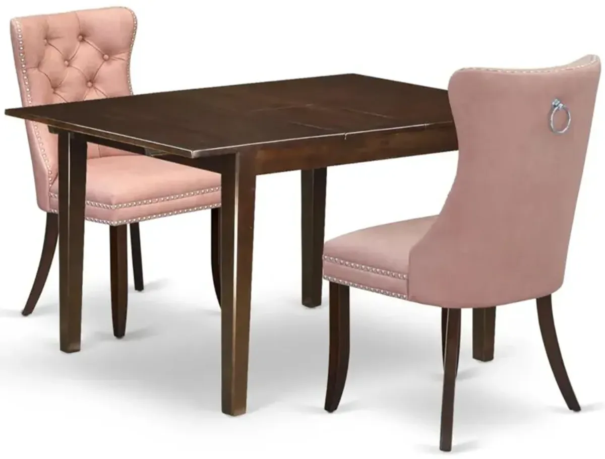 3 Piece Dining Set Consists of a Rectangle Kitchen Table with Butterfly Leaf