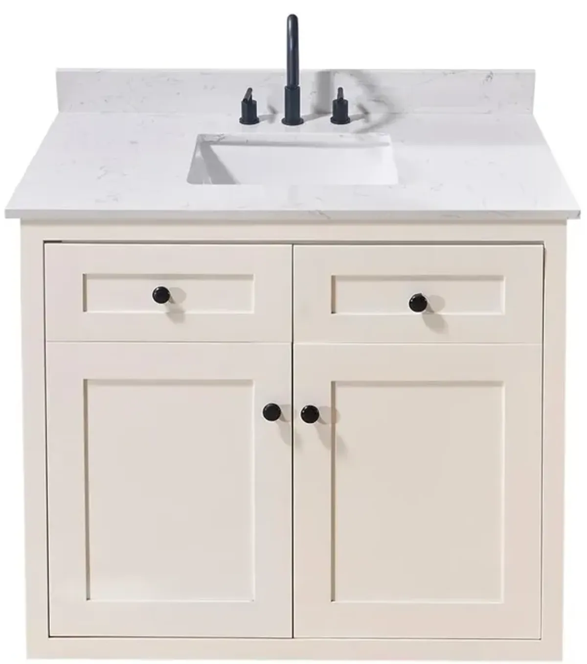 Altair 43. in Composite Stone Vanity Top in Aosta White with White Sink