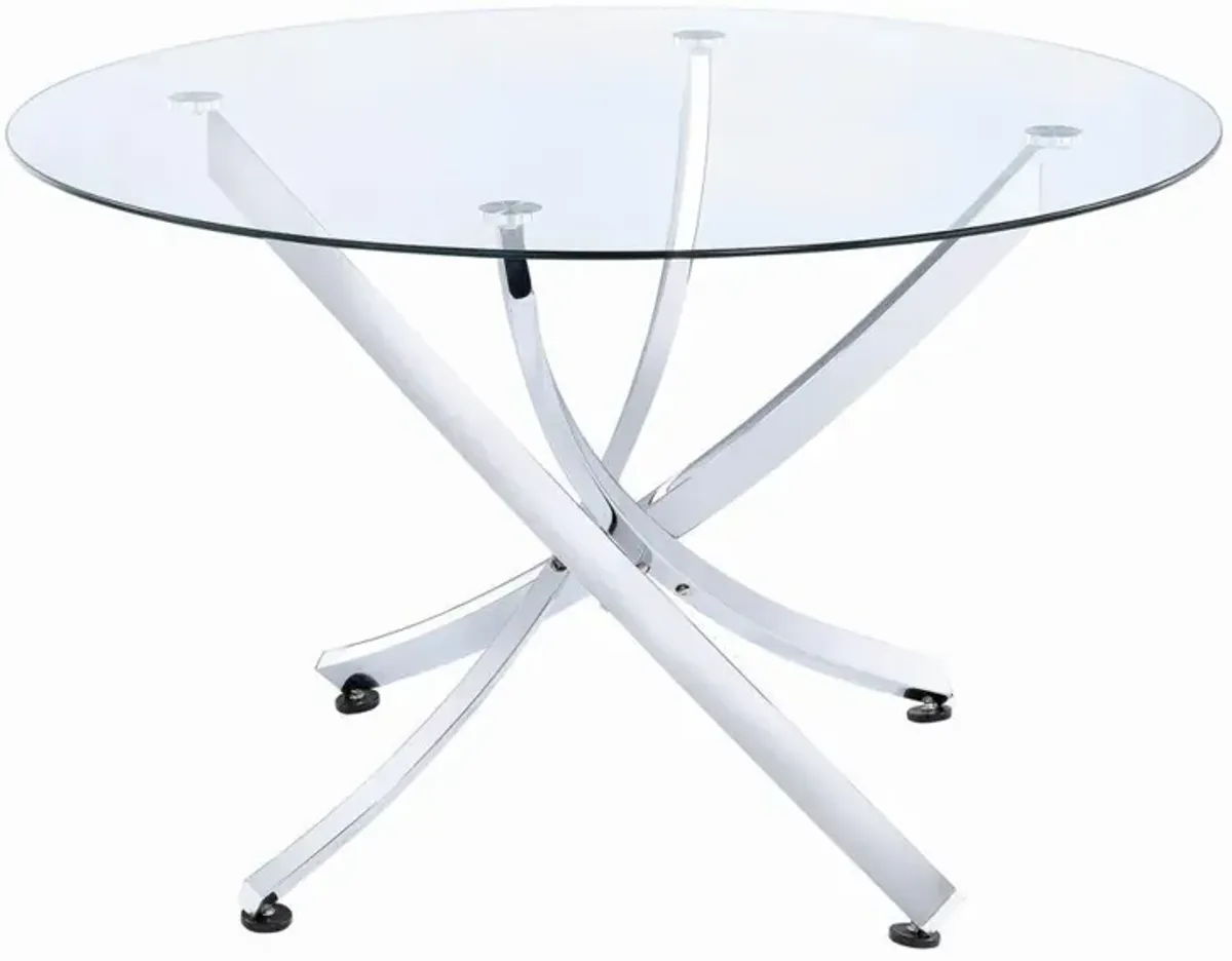 Beckham Round Dining Table Chrome and Clear