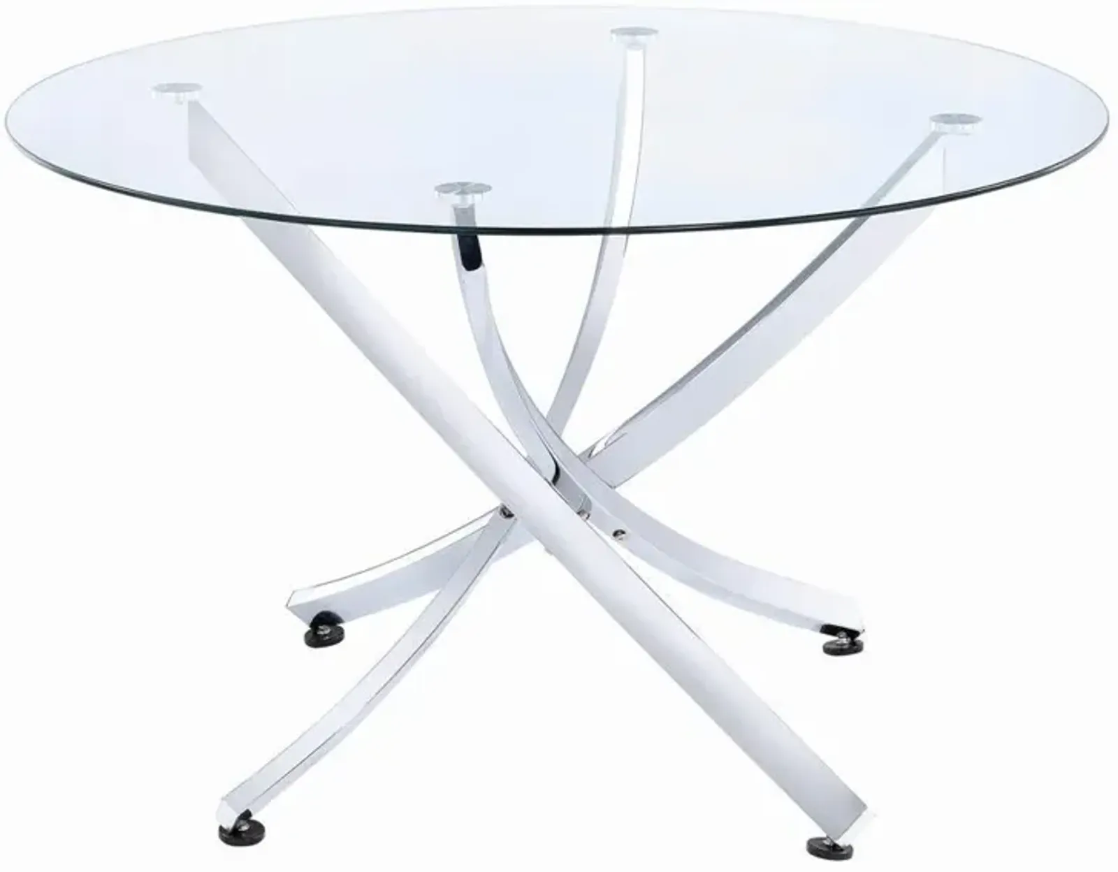 Beckham Round Dining Table Chrome and Clear