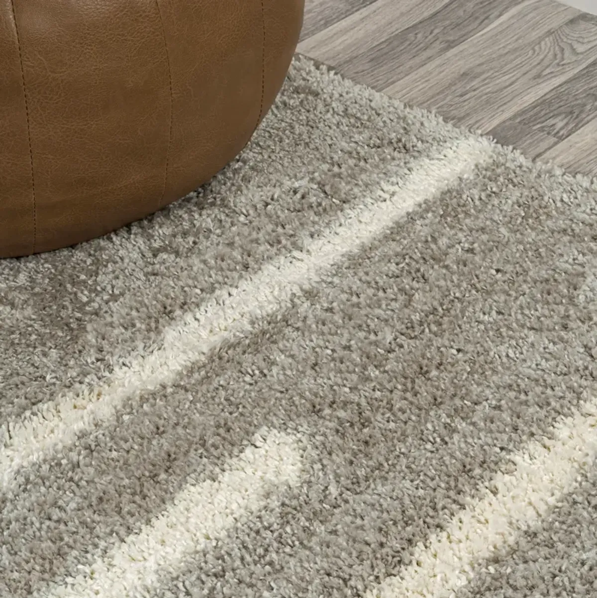 Alaro Berber Stripe Shag Gray/Ivory Rug