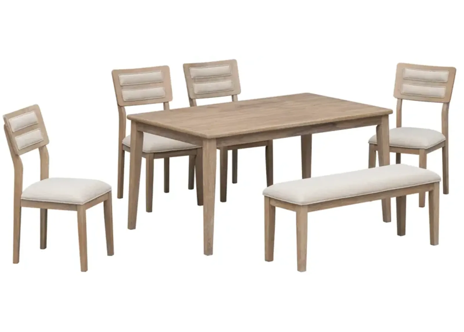 Classic And Traditional Style 6 - Piece Dining Set, Includes Dining Table, 4 Upholstered Chair