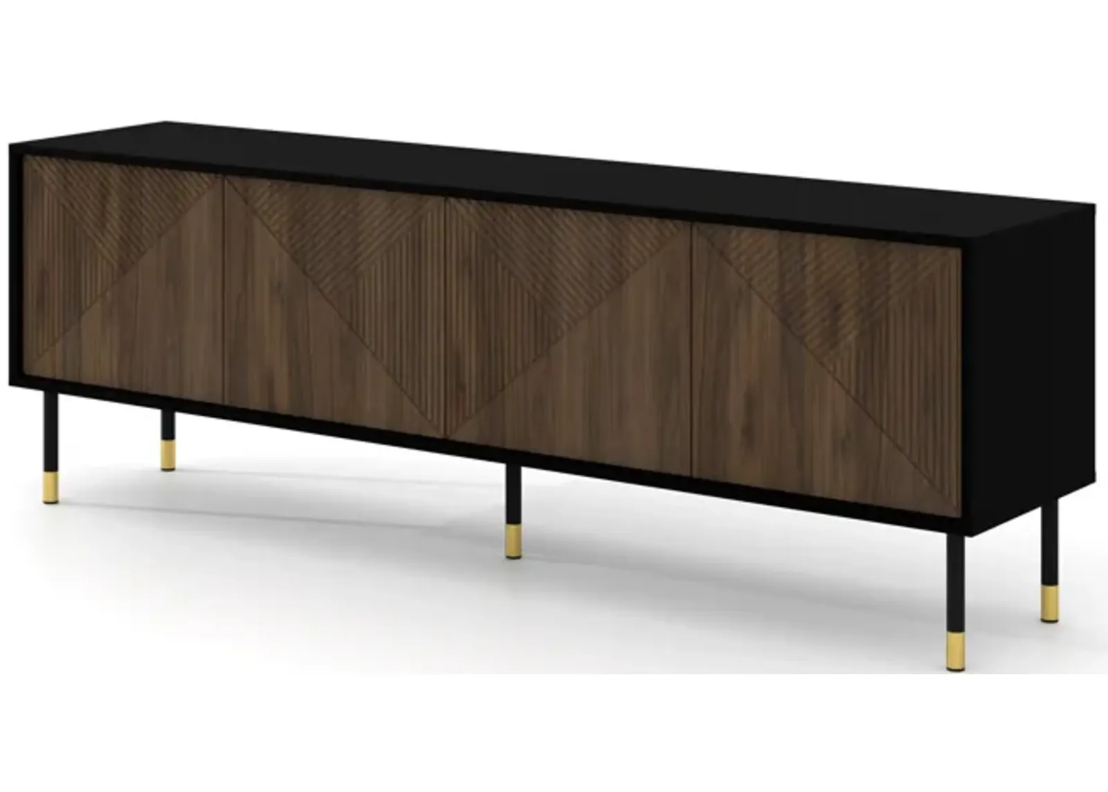 TV Stand WOODY IV 70.87 in 4D Black matt - Catania Oak